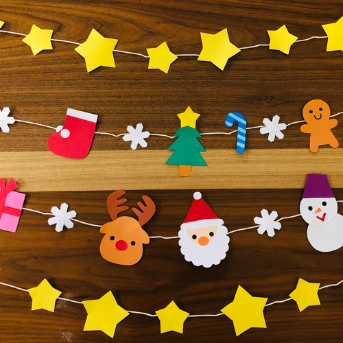 壁面飾り 冬 クリスマスガーランド 生地 Saki's factory☆ 通販