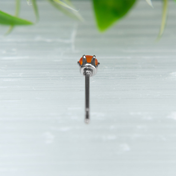 カーネリアン・ピアス　3mm（片耳） 5枚目の画像