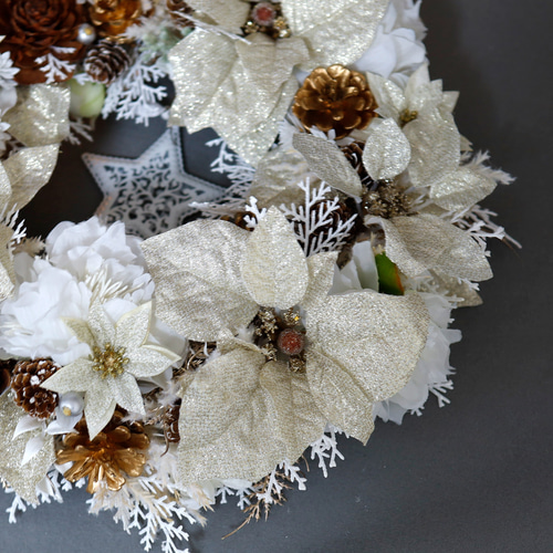 特大33㎝ポインセチアのクリスマスリース＊Creema限定クリスマス＊冬の