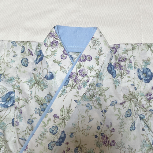 期間限定価格】ベビー袴 ベビー着物 ブルー 花柄 水色 60 70 80