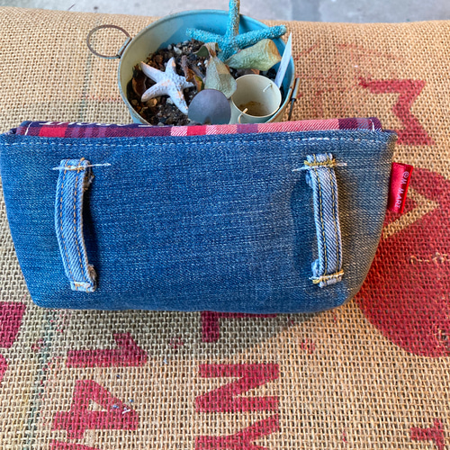 デニムウエストポーチ ハンドメイド リメイク ボディバッグ