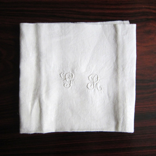GRモノグラム刺繍 ダマスク織 ナプキン フランスアンティーク 生地