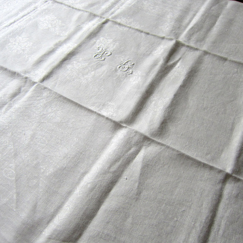 GRモノグラム刺繍 ダマスク織 ナプキン フランスアンティーク