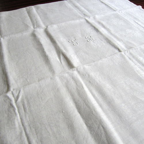 GRモノグラム刺繍 ダマスク織 ナプキン フランスアンティーク