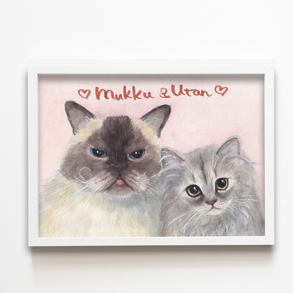 うちの子の手描き水彩画＊オーダーイラスト＊ペット似顔絵＊犬＊猫  