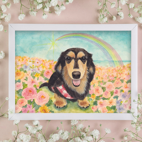 うちの子の虹の橋＊メモリアルオーダーイラスト＊手描き＊ペット