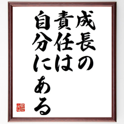 ピーター・ドラッカーの名言「成長の責任は自分にある」額付き書道色紙／受注後直筆（Y7080） 1枚目の画像