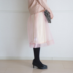 ＼60%折扣/阿蘭針織裙配歐根紗罩裙（粉紅色） 第6張的照片