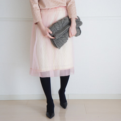 ＼60%折扣/阿蘭針織裙配歐根紗罩裙（粉紅色） 第5張的照片