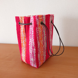 ｢TATAMI drawstring bag｣   縦型巾着 マチもたっぷり 畳織り鞄  手持ち肩掛けお好みで♪ 3枚目の画像