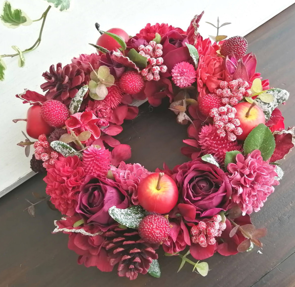 限定1個！】木の実のクリスマスリース アーティフィシャルフラワー  