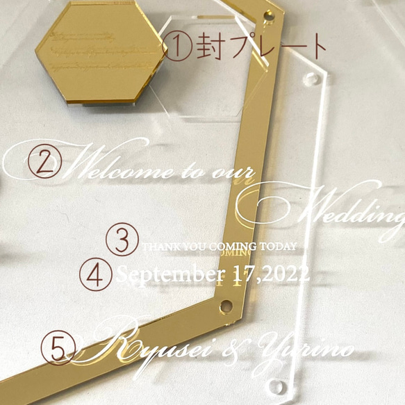 ウェディングドロップス　ヘキサゴン　ウェルカムボード　ゲスト参加型結婚証明書 