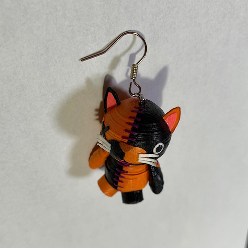 ハロウィン猫と招き猫のペーパークイリングのピアスorイヤリング
