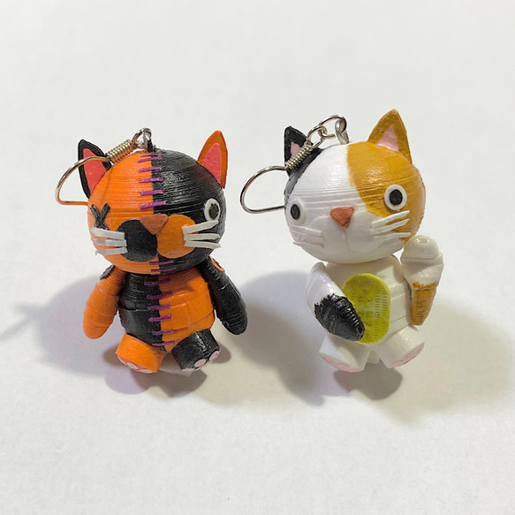 ハロウィン猫と招き猫のペーパークイリングのピアスorイヤリング