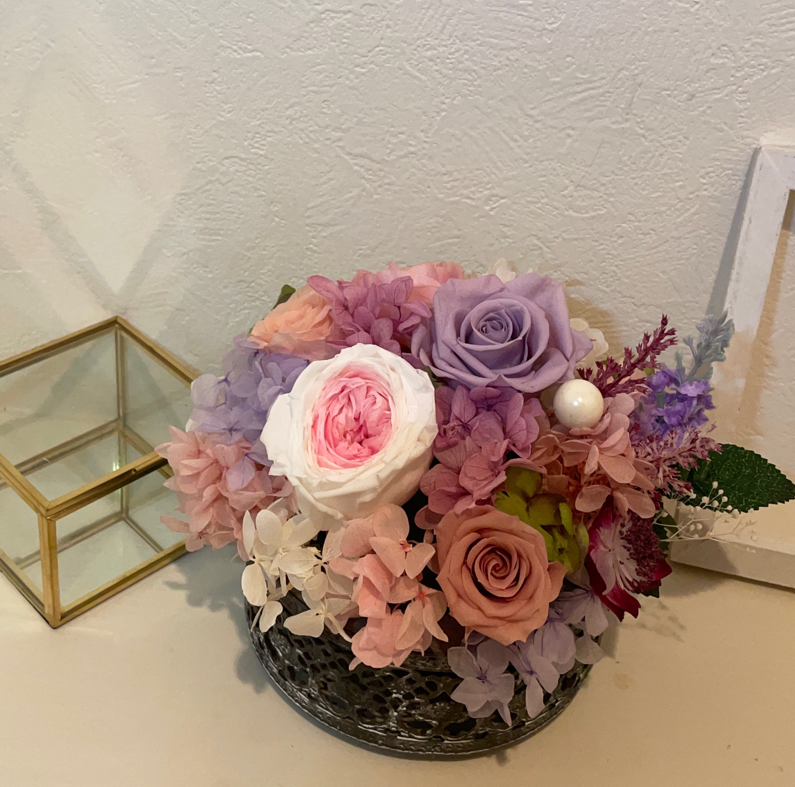 ころんと可愛いてまりローズ フラワーアレンジ プリザーブドフラワー  