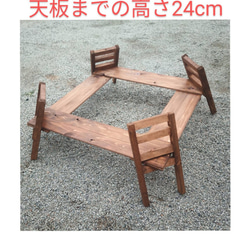 　【受注制作】新作キャンプ用　ヒノキ天板　棚　ラック　囲炉裏テーブル高さ2パターン 40cm 27cm 2枚目の画像