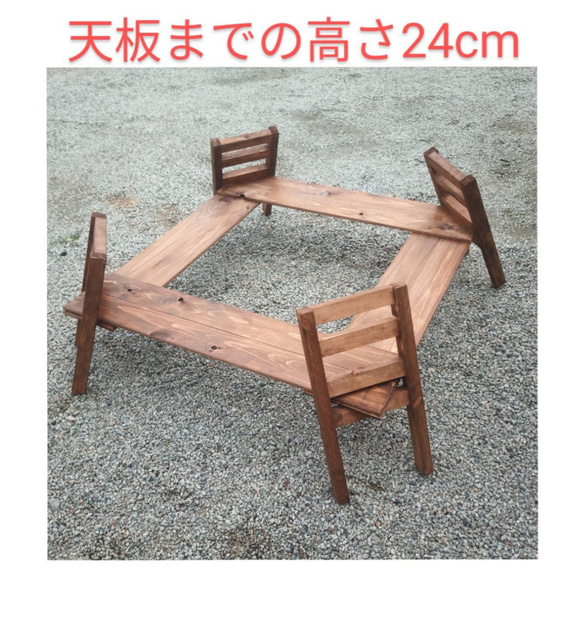 　【受注制作】新作キャンプ用　ヒノキ天板　棚　ラック　囲炉裏テーブル高さ2パターン 40cm 27cm 2枚目の画像