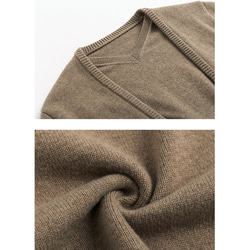 重ね着風セーター　ウール混紡ニットジャケット　ニットセーター　カーキ　S-L　#013 17枚目の画像