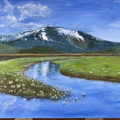 凍る」2001 F15 絵画 油絵 油彩画 至仏山 尾瀬ヶ原 - メルカリ