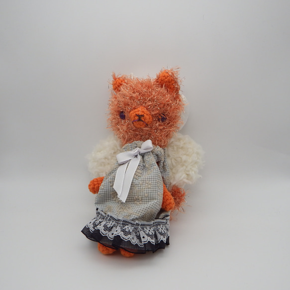 【あみぐるみ】ハロウィン天使猫　甘い子　ファーモール　ドレスっ子【205】 4枚目の画像