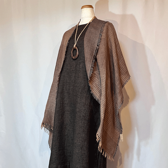 綿ウール柿渋染めロングストール k25028 13,552円