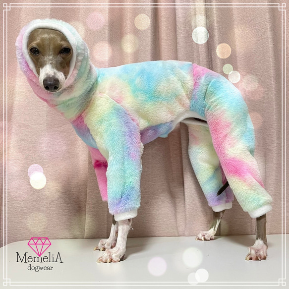 カラフルドットのロンパース① イタグレ服犬服ハンドメイド