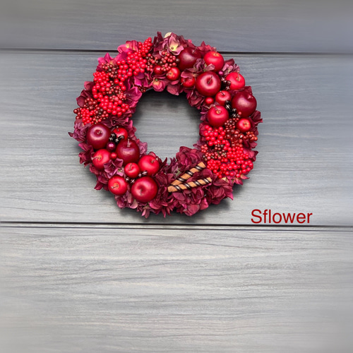 送料無料】アップルベリーリース(秋冬リース、直径約30cm、ギフト