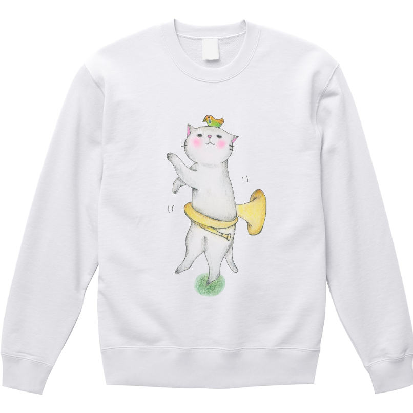 ホルン猫のスウェット(白/裏パイル) 4,505円