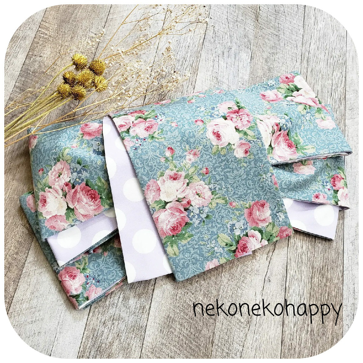 ⭐送料無料⭐オリエンタルローズにくすみパープルの水玉