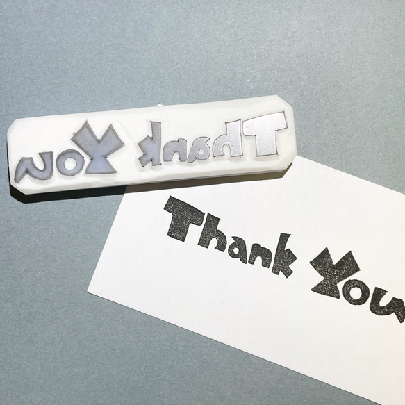 【消しゴムはんこ】Thank you  売約済み thank you リボン 四角 消しゴムはんこ はんこ・スタンプ