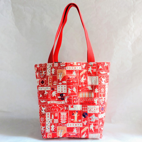 侍・忍者リバーシブルシンプルトート(白×赤) トートバッグ time