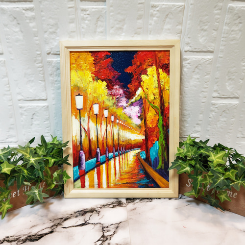 油絵「秋の陽光」 夜明け」（sunrise） 足立慎治（Shinji Adachi） oil painting