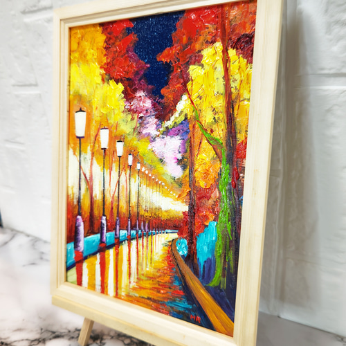 油絵 絵画 夜の秋 絵画 HR 通販 14775274｜Creema(クリーマ)