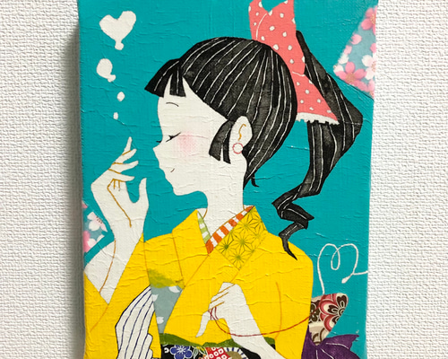森田リナ 作 野菊図 和紙 アクリル画 原画 ハンドメイド 原画】【配送料無料】 恋せよ乙女 イラスト 遠野あかり 通販 14775283