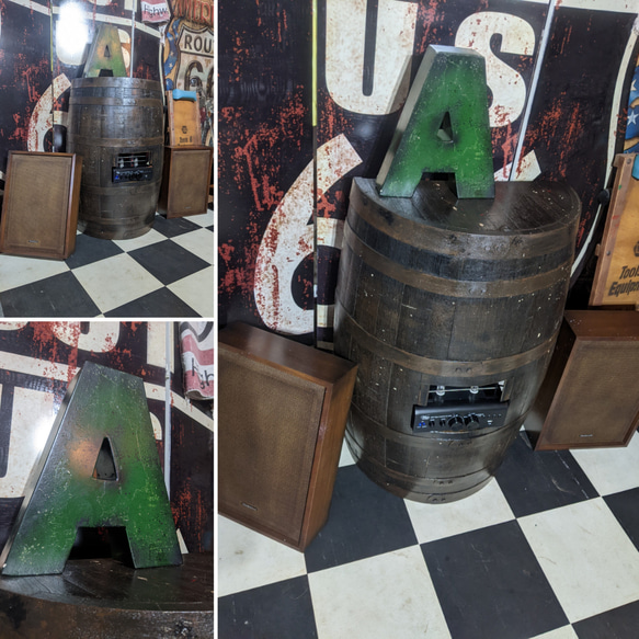ウイスキー樽 の BARカウンター オーディオ/ 真空管アンプ + ヴィンテージスピーカー/ アメリカンヴィンテージ 6枚目の画像
