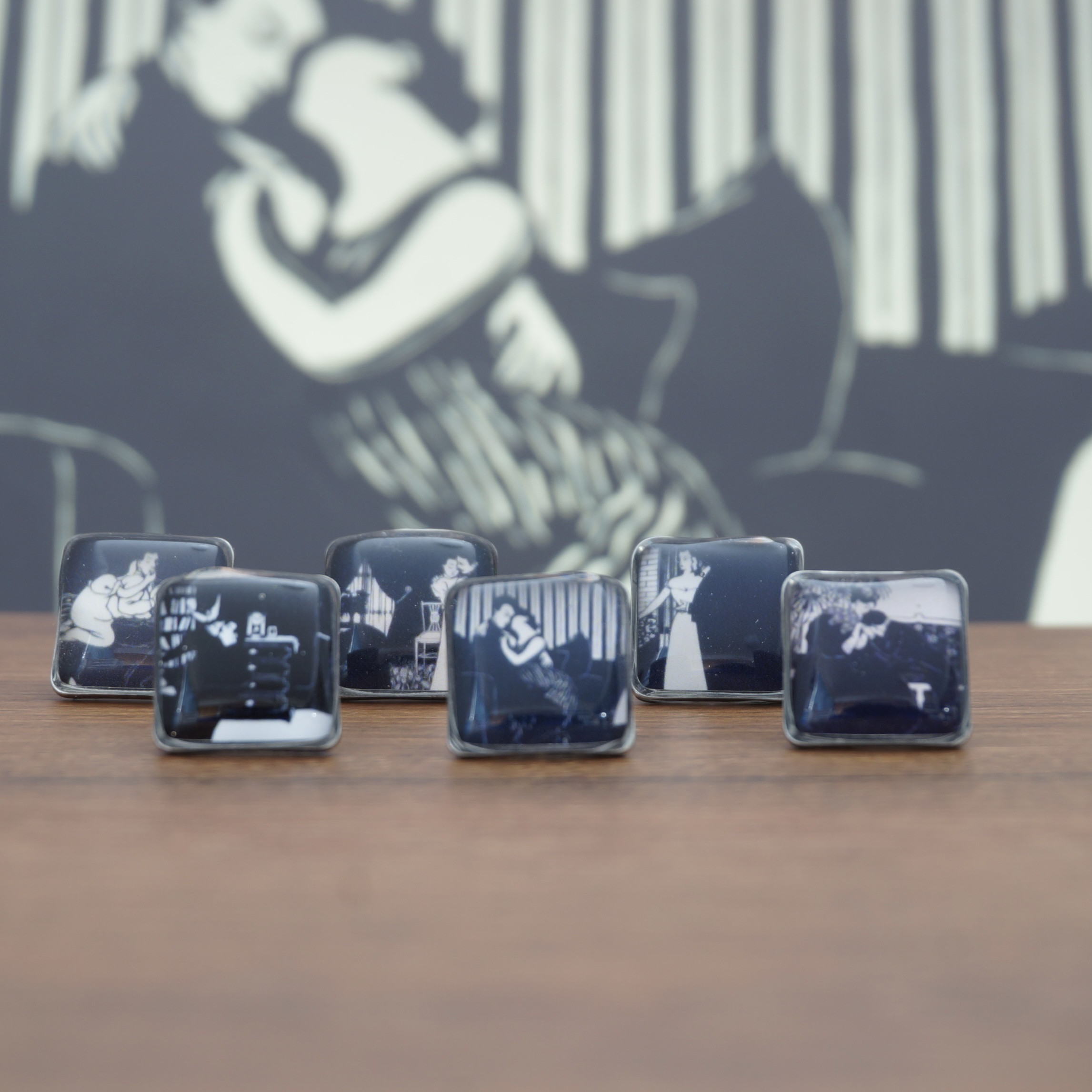 【ヴァロットン展】黒と白の世界〔ピアス/イヤリング〕12ｍｍ：6作品セット