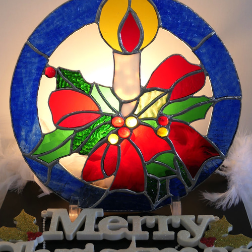 ✴︎:.｡.豪華♪ 煌めくクリスマスキャンドルプレート *ステンドグラス  