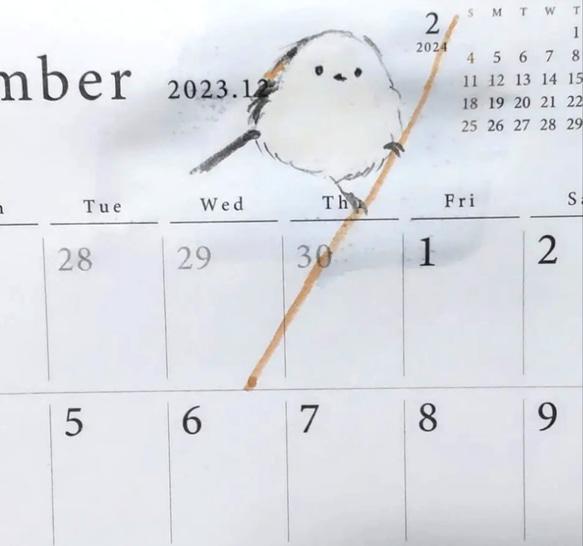 シマエナガのカレンダー  2023 12枚目の画像