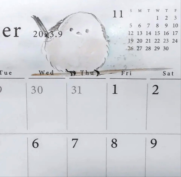 シマエナガのカレンダー  2023 9枚目の画像