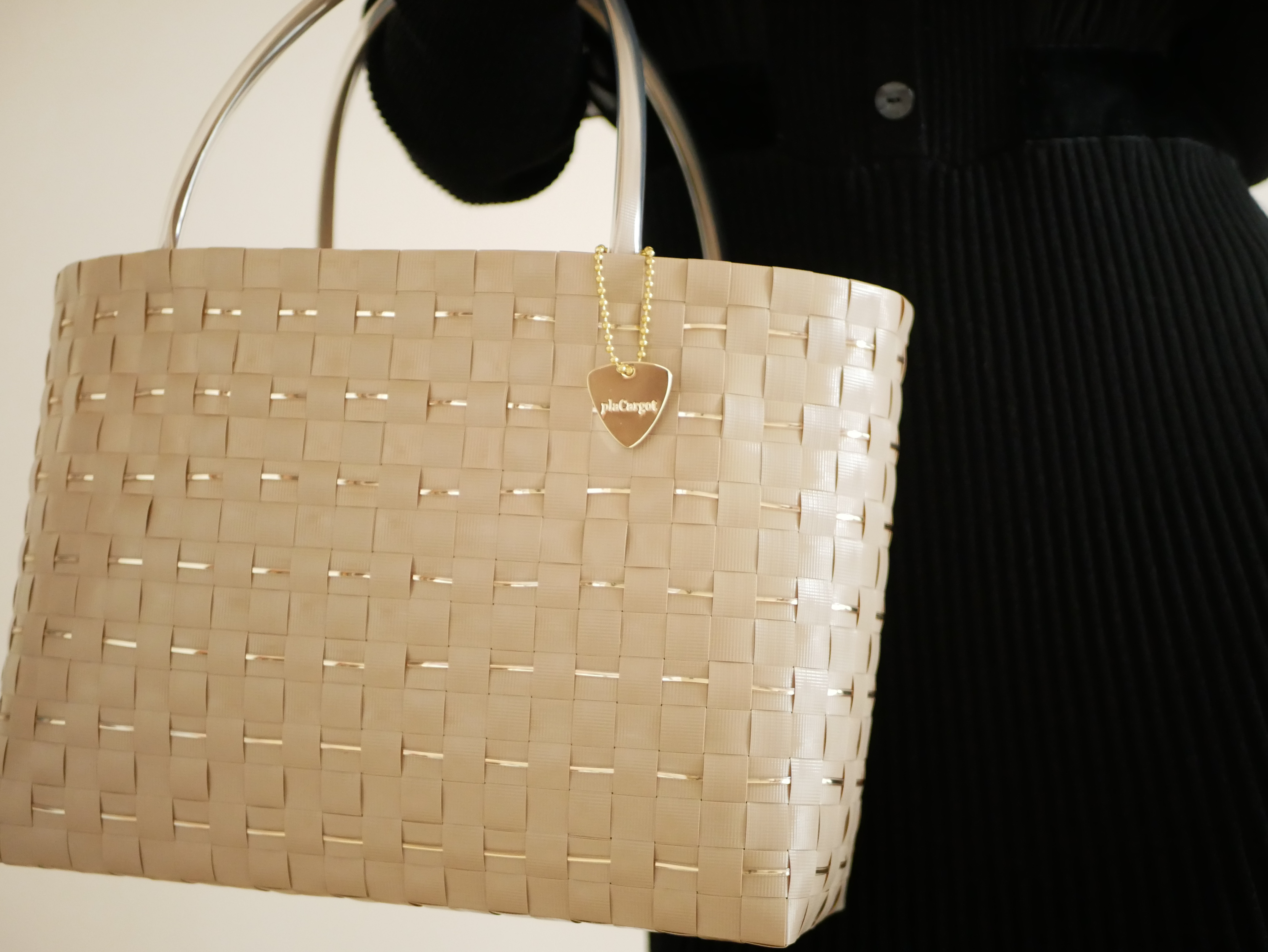 GOLD×ミルクティベージュL　2WAYプラカゴバッグ　プラカゴ　トートバッグ　かごバッグ　Creema限定