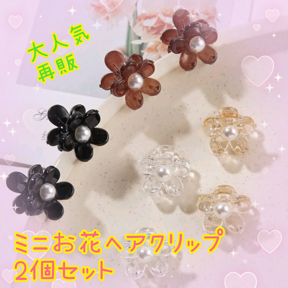 ボタニカルフラワーレジンヘアゴム&バンスクリップ2点セット