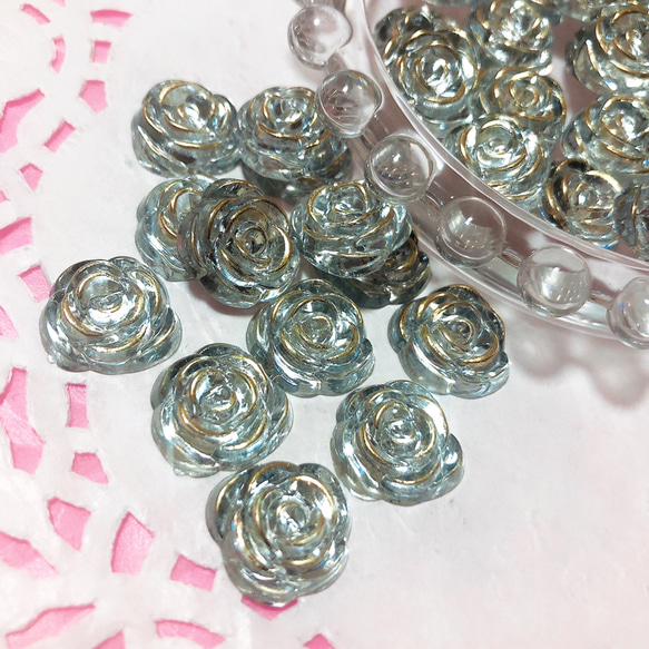50個　数量限定　特別価格　薔薇　バラ　カボション　銀色　シルバー　アモール 2枚目の画像