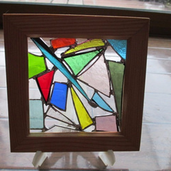 ステンドグラス　ミニパネル 　ガラスのパッチワーク 2枚目の画像