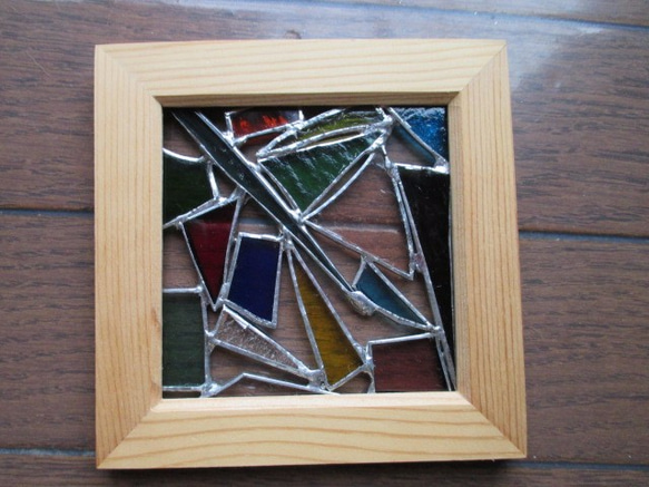 ステンドグラス　ミニパネル 　ガラスのパッチワーク 5枚目の画像