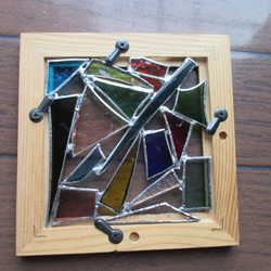 ステンドグラス　ミニパネル 　ガラスのパッチワーク 4枚目の画像