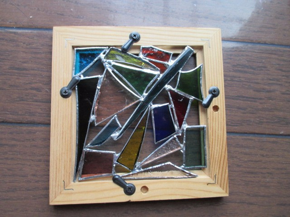 ステンドグラス　ミニパネル 　ガラスのパッチワーク 4枚目の画像