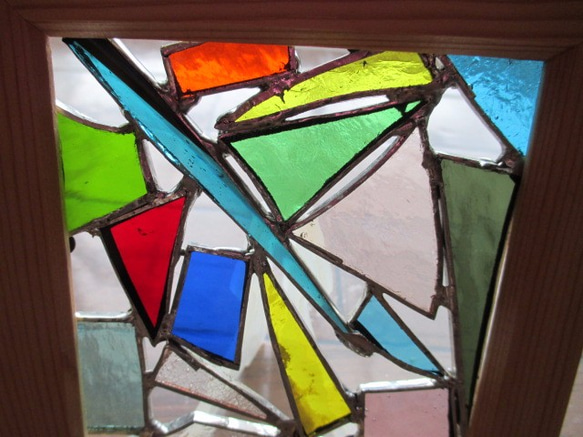 ステンドグラス　ミニパネル 　ガラスのパッチワーク 3枚目の画像