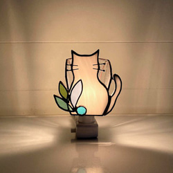 白い猫のおやすみランプ　【Creema限定】 1枚目の画像