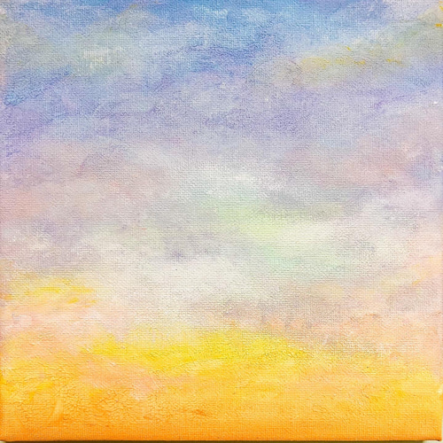 マジックアワーの空 20×20cm キャンバス テクスチャーアート 絵画