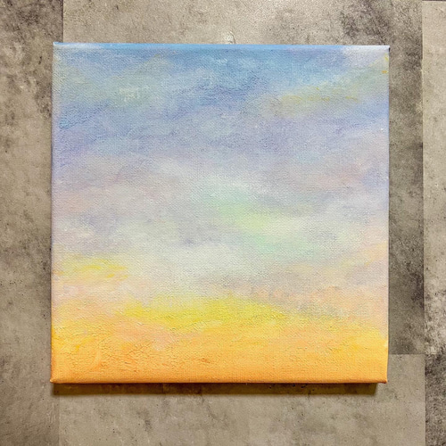 マジックアワーの空 20×20cm キャンバス テクスチャーアート 絵画